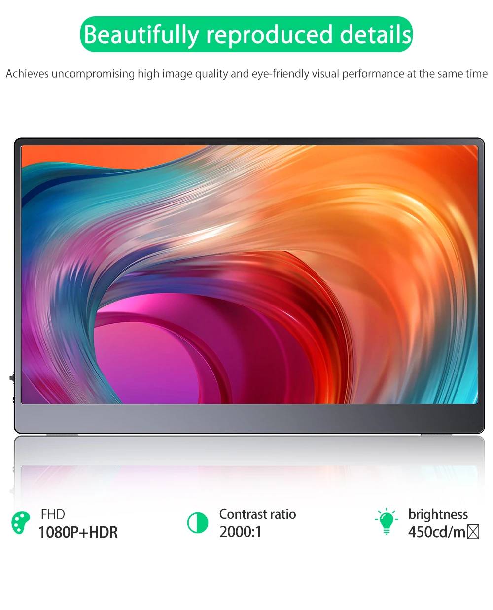 uperfect 133 дюймов fhd 1080p портативный мон