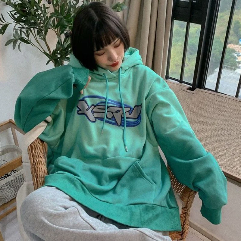 

New Gradients Korean Women Hoodies 2021 Autumn Winter New Women's Hooded Sweatshirts Fashion Women Streetwear Casual Pullovers