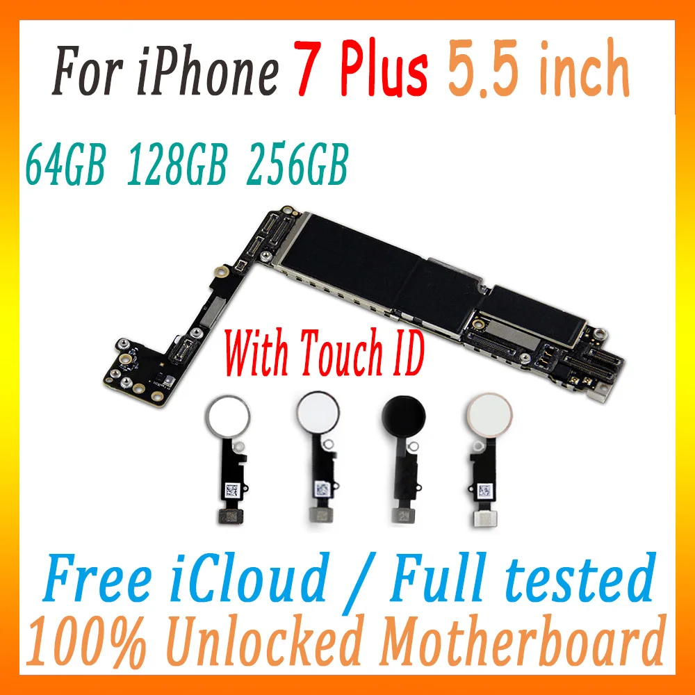 Оригинальная разблокированная материнская плата для iphone 7 Plus с/без Touch ID, бесплатный iCloud для iphone 7 Plus, логическая плата, хороший тест