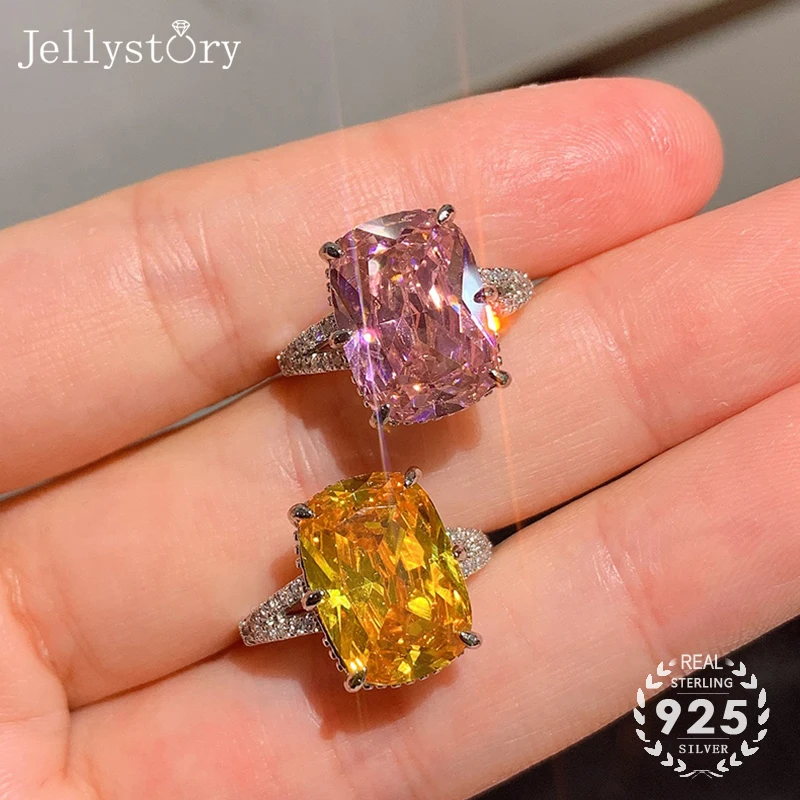 

Jellystory charms ring with oval shape citrine gemstone 925 sterling silver jewelry for women wedding engagement adjustable ring