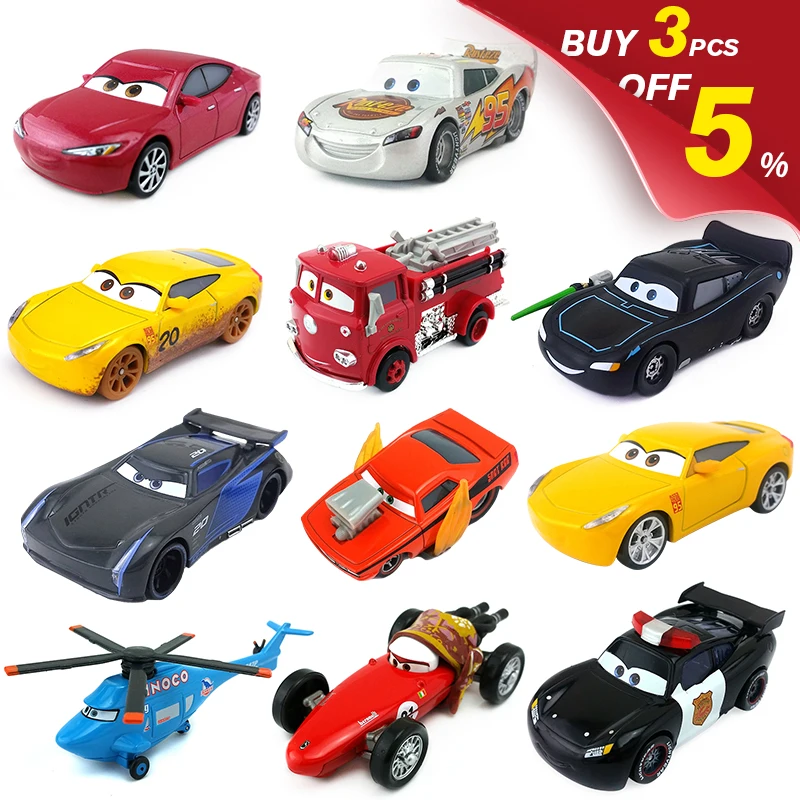 Disney Pixar Cars McQueen Red Firetruck Missile Flo The King Sarge Jackson Storm Mater 1:55 литая металлическая модель