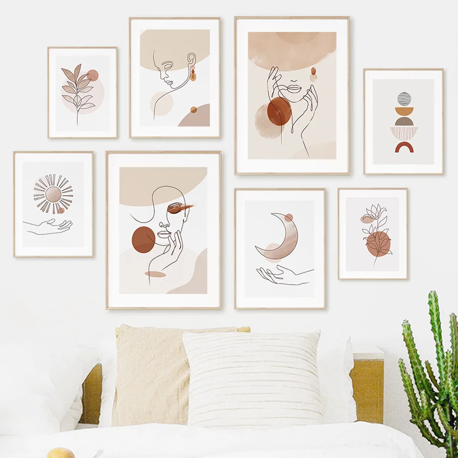 

Abstract Girl Line Color Block Plant Wall Art Canvas Painting Nordic Posters And Prints Wall Pictures For Living Room Boho Decor