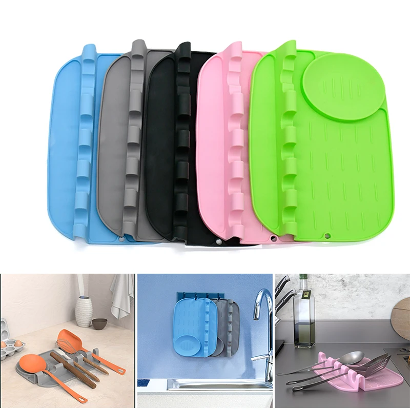 

Silicone Utensil Rest with Drip Pad for Multiple Utensil Heat-Resistant BPA-Free Spoon Holder Rest for Stove Top Kitchen Storage