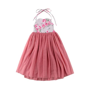 Girls Dresses Sleeveless Girl Gauze Floral Top Splice Children dresses for girls  Princess Dress Girls Sling Tutu Dress