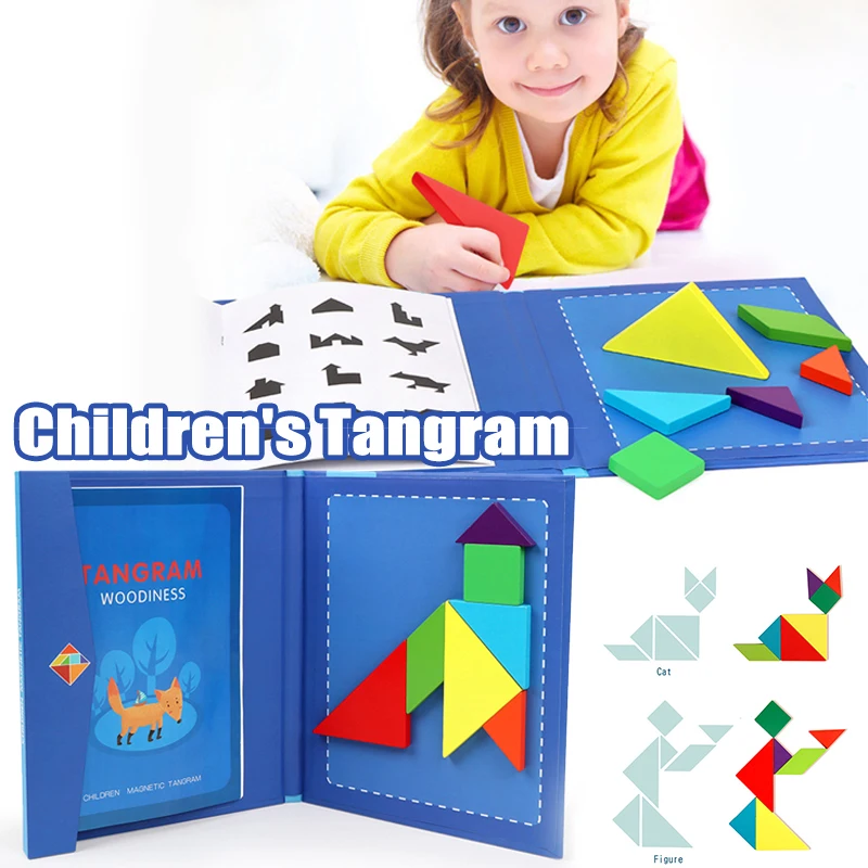 

Wooden Blocks Puzzle Brain Teasers Toy For Kids Baby Smooth Surface Colorful 3d Tangram Jigsaw Educational Gift Montessori