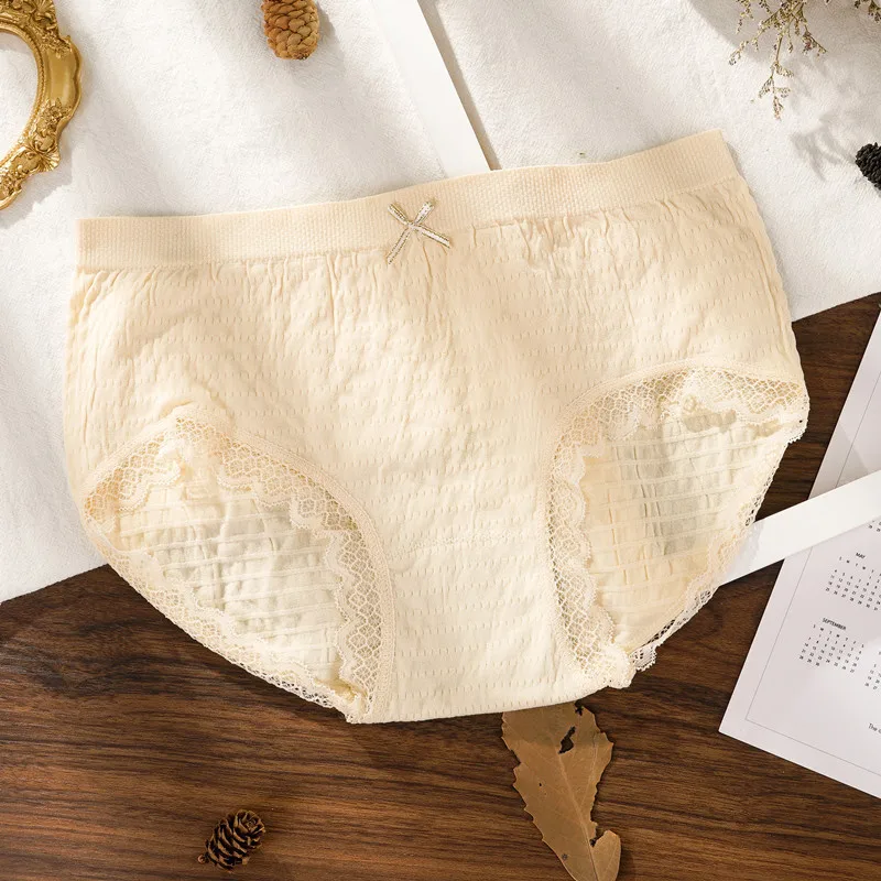 

Women's panties solid color seamless sexy mid-waist high-elastic cotton panties breathable and comfortable Women's underwear