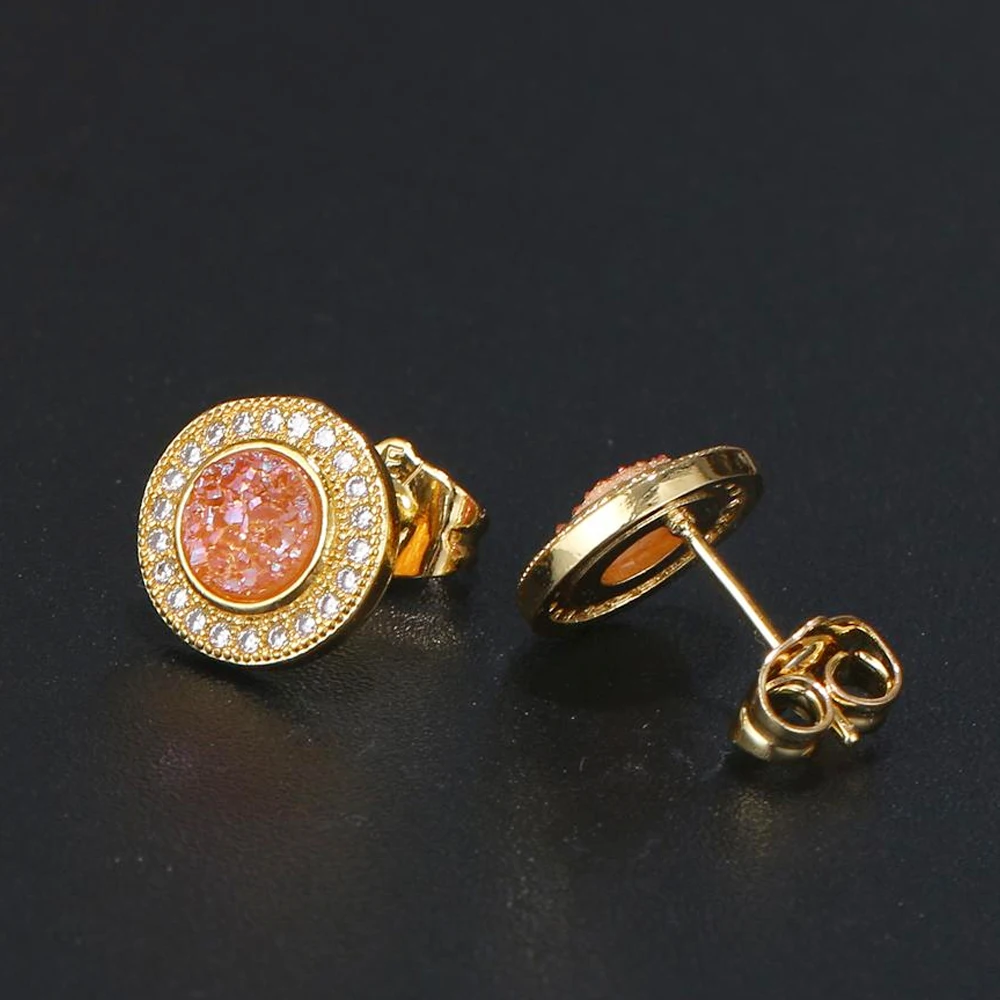 ShinyGem модные серьги с кристаллами подсолнуха натуральным камнем гвоздики золотым
