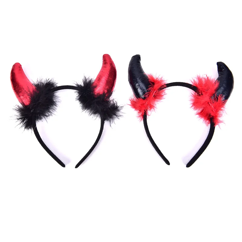 Обруч для волос на Хэллоуин праздничный костюм дьявола вечерние обручи пушистая