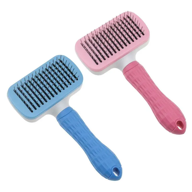 

Pet Grooming Comb Self-cleaning Brush Stainless Steel Pin Shedding Hair Removal