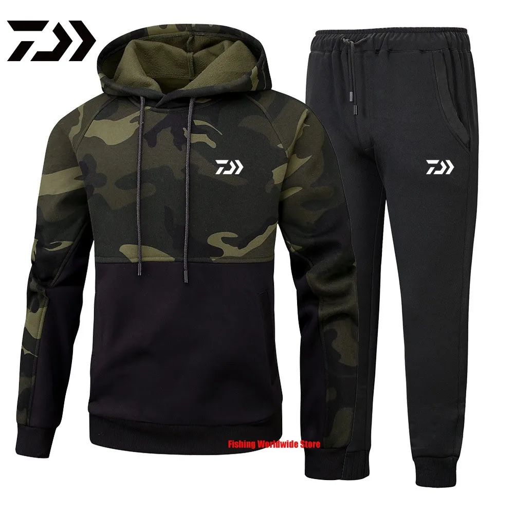 

Men Sport DAIWA Fishing Hoodies Sweatshirts Men Camouflage Big Pocket Hoodies Male Comfortable Hoodies Fishing Suits