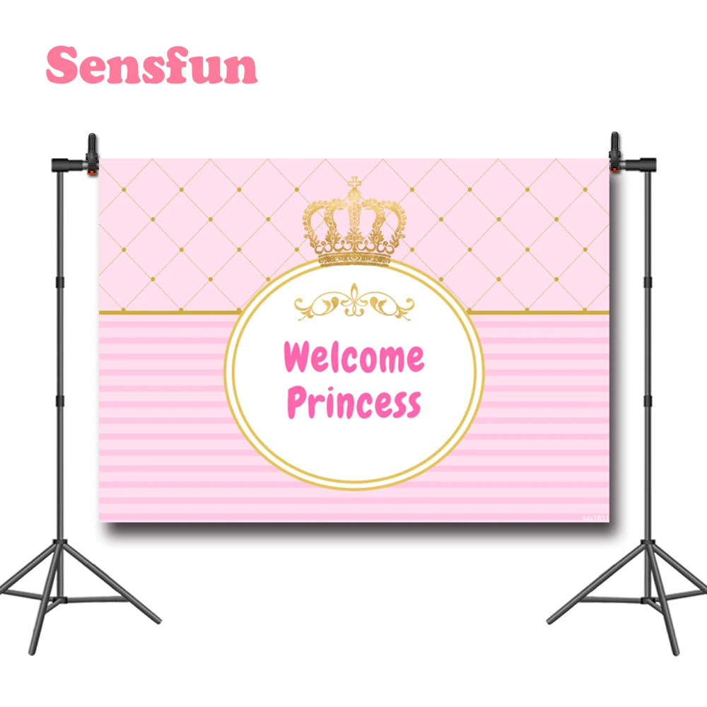 Sensfun девочки Baby Shower фон для фото Studi Добро пожаловать Принцесса Тема Золотая