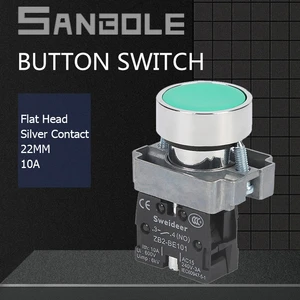 22mm Push Button Switch 10A Momentary/Reset Flat Round Silver Contact Combined Electric XB2-BA31 BA42