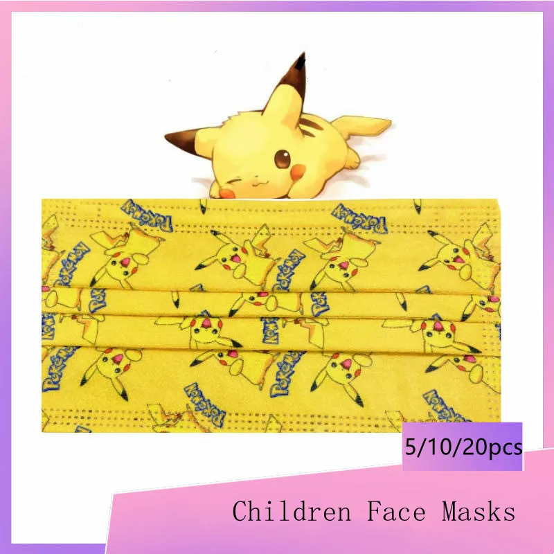 

New style Pokemon Children's Face disposable maks woven filter Anti-Dust Protective pikaqiu Mask for Boy Girl Christmas toy Gift