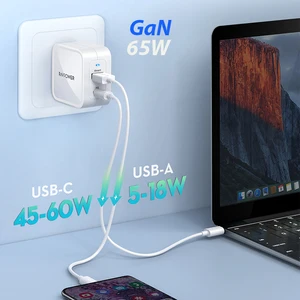 ravpower gan charger 65w usb c quick charger type c fast charge phone charger dual port for iphone 12 macbook pro wall charger free global shipping