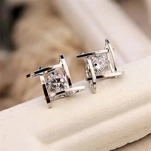 Women's Earrings 2020 Europe And The New Jewelry Geometric Hollow Square  Zircon Earrings Fashion Banquet Jewelry