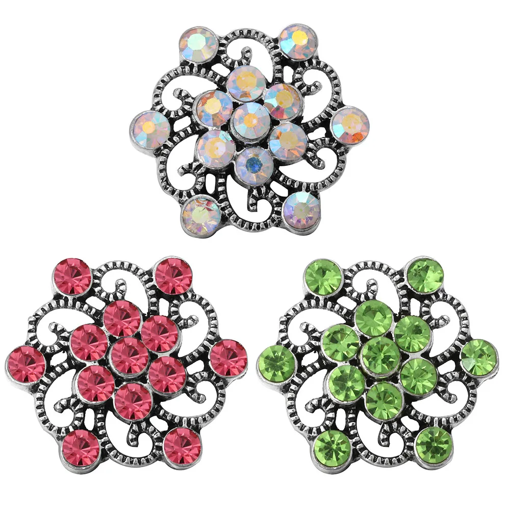 6pcs/lot DIY Crystal Metal Snap Buttons Jewelry MIX Three Color Fit 18mm Button Bracelet | Украшения и аксессуары