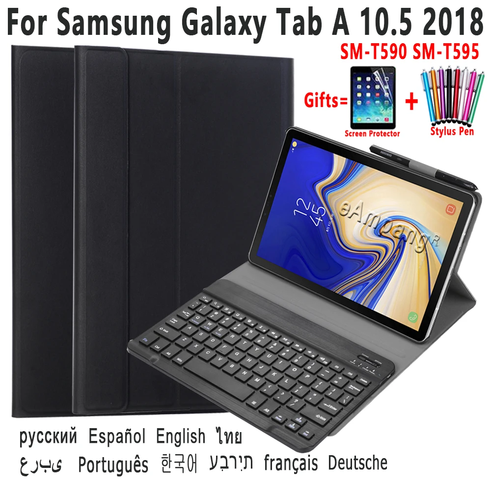 

For Samsung Galaxy Tab A 10.5 2018 T590 T595 SM-T590 SM-T595 Case with Keyboard Detachable Wireless Pu Leather Cover Shell