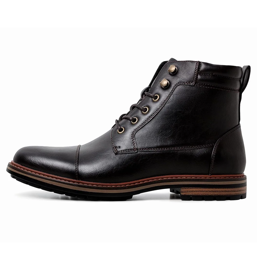 ZUSIGEL Men Martin Leather shoes High Top Fashion Winter Warm Snow Motorcycle Ankle Boots Shoes US Size 7-13 | Обувь