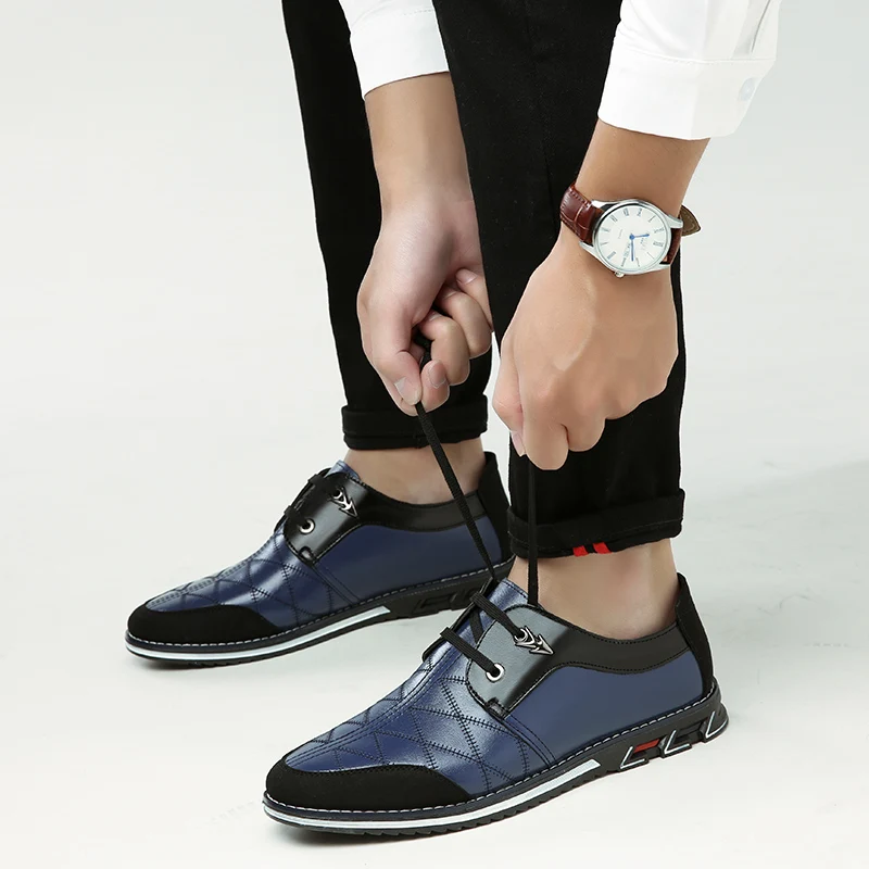 EMOWASE Big Size 38-46 Men Genuine Leather Shoes Blue Real Loafers Mens Moccasins Italian Designer | Обувь