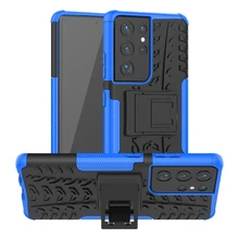 For Samsung Galaxy S21 Ultra Case Anti-knock Bumper Heavy Duty Armor Stand Silicone Phone Back Cover Samsung S21 Ultra 5G Case