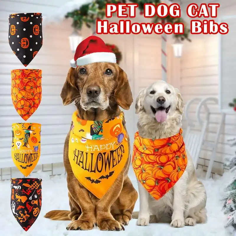 

1Pc Fashion Halloween Dog Bandana Cotton Scarf Pet Bib Grooming Accessories Bandage Collar for Small Medium Large Pet Design