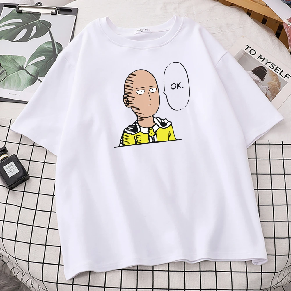 Мужская футболка с принтом аниме Сайтама оппай свободная One Punch Man Hero kpop лето 2021|brand