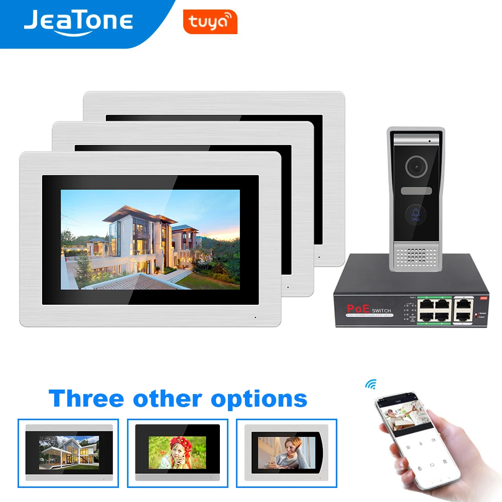JeaTone Tuya Smart app WIFI IP 7 дюймов сенсорный экран видео домофон проводной дверной звонок Дверной динамик система