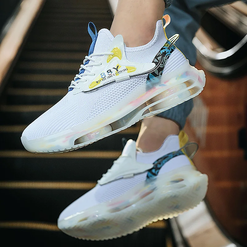 

Men's Sneakers 2021 Flying Woven Mesh Lightweight TPU High Elastic Cushioning Fashion Casual Shoes Outdoor Fitness Running Shoes