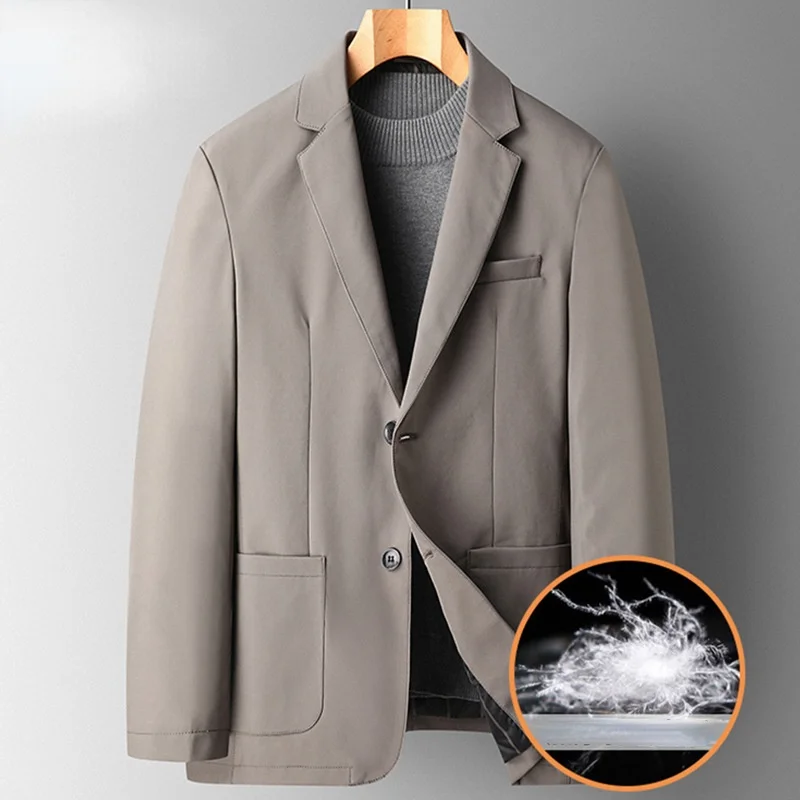 

Осенне-зимний новый мужской костюм с пуховой подкладкой, повседневный пуховой костюм, устойчивый к холоду и теплый пуховой мужской костюм, ...