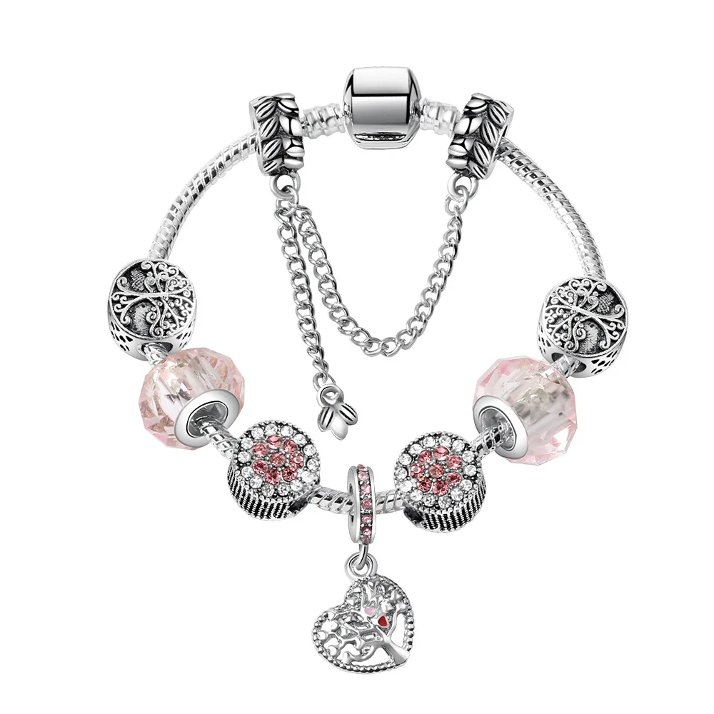 Привлекательные браслеты и из розового дерева жизни для женщин браслет с сердцем