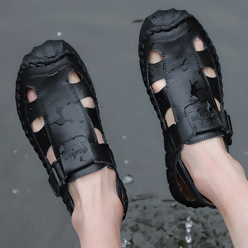 

summer hombre comfort homme fashion schuhe shoes slippers 2019 2020 man leather sandals ete mens sandles shoe flip casual mens