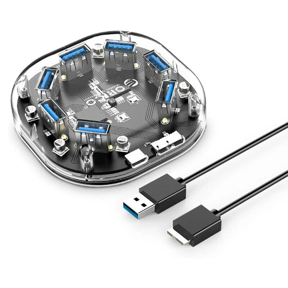 

USB 3.0 HUB With Dual Power Supply Interface 7 Port USB Splitter For Laptop PC Computer OTG Adapter