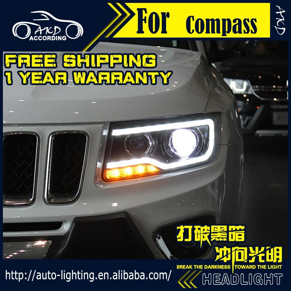 AKD автостайлинг фара в сборе для Jeep Compass фары 2012 2016 светодиодная Grand Cherokee DRL