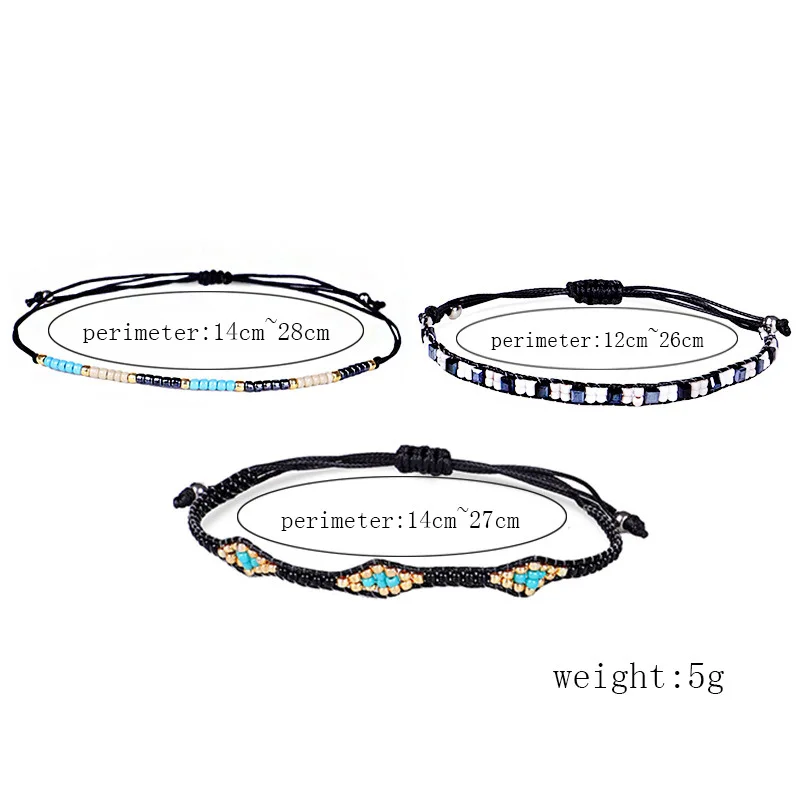 БРАСЛЕТЫ BLUESTAR ДЛЯ ЖЕНЩИН 3ШТ В НАБОРЕ С ОКОМ ЗЛА ИЗ МИЮКИ РУЧНОЙ РАБОТЫ В СТИЛЕ БОХО.