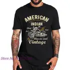 Винтажная футболка в стиле ретро с американским и Индийским мотоциклом, футболка для старого байкерского клуба, футболка с коротким рукавом и круглым вырезом, европейские размеры