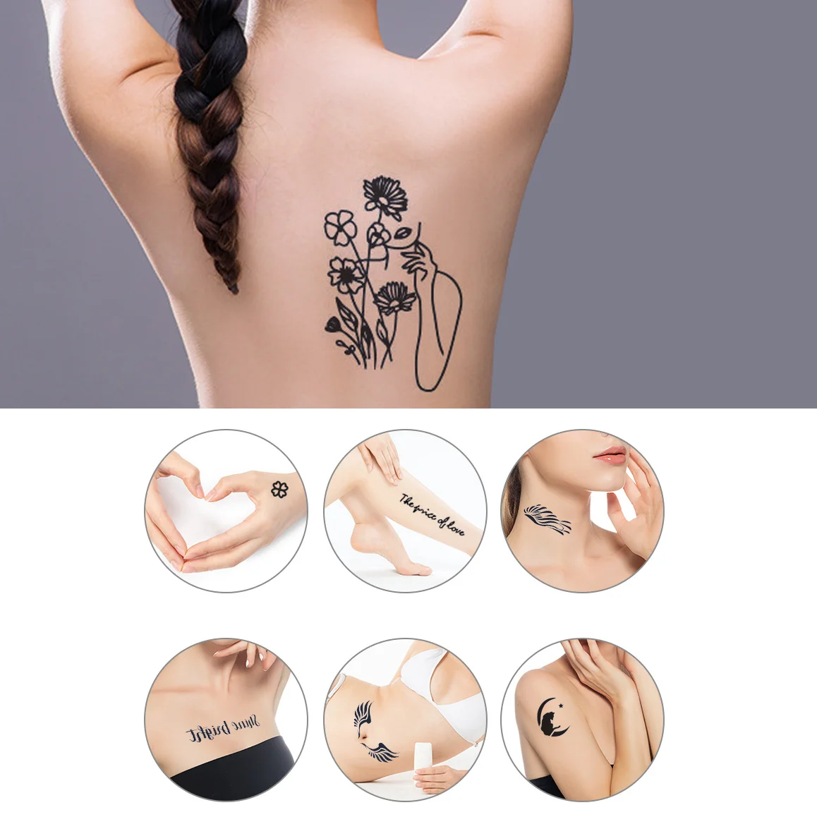

1Sheet Juice Herb Lion Waterproof Tattoo Sticker Maintain 7-15 Day Black Fake Tatto Woman Men New Finger Tail Tattoo Personality