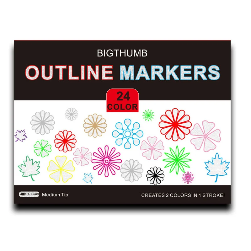 Набор ручек двусторонних металлических 24 цвета для рисования письма школьных