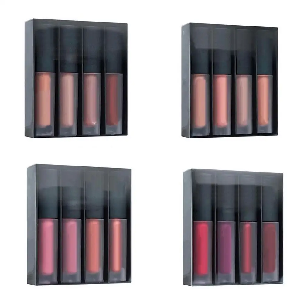 Модный 4 шт Женский увлажняющий Матовый жидкий блеск губные помады набор