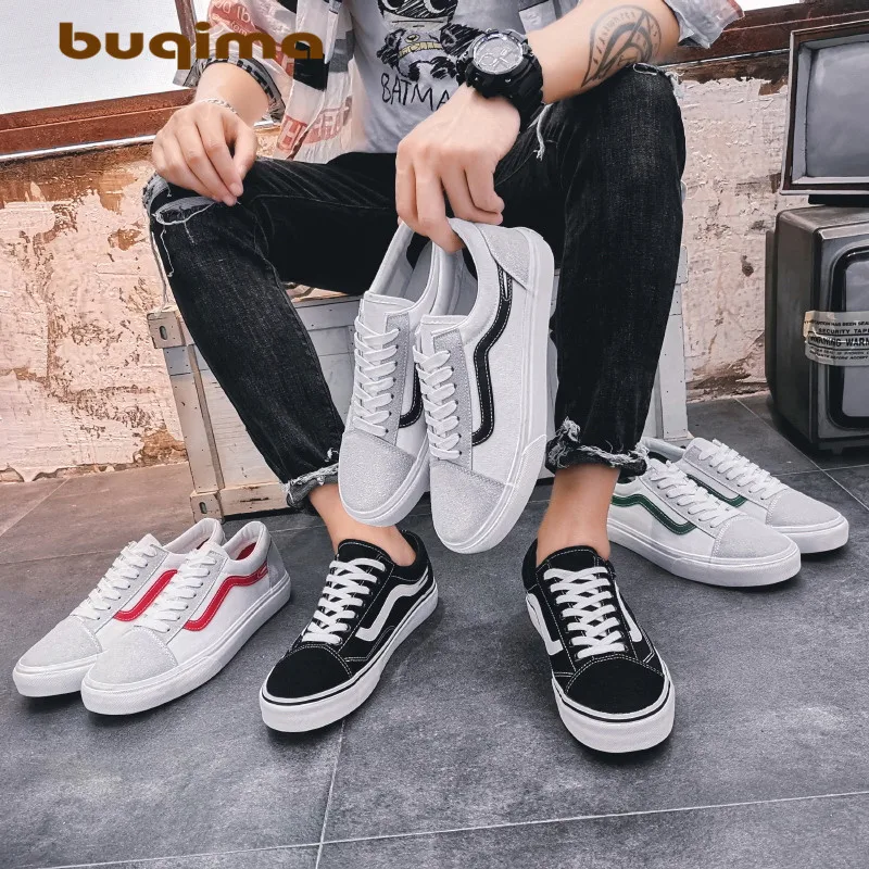 Buqima2019 классическая мужская парусиновая обувь спортивная сплошной цвет низкий