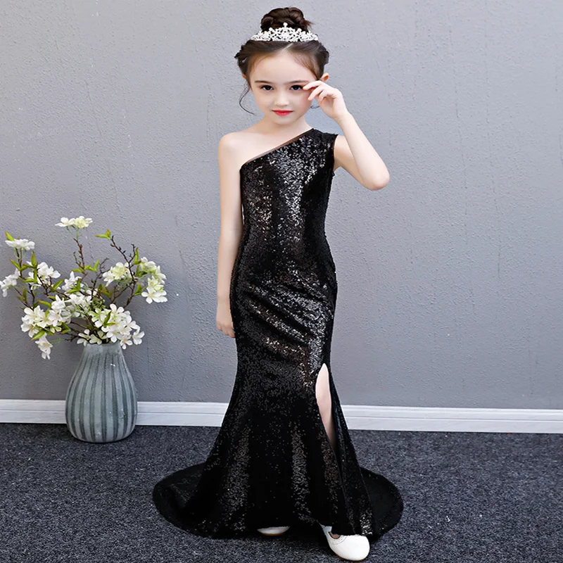 

Girl Dress 12 To 14 Years Black Sequined Shiny Elegant Teen Party Girls Dresses Children's Dress Festa Fast Delivery
