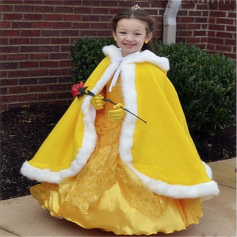 Длинная накидка для детей свадебная с капюшоном куртка из искусственного меха