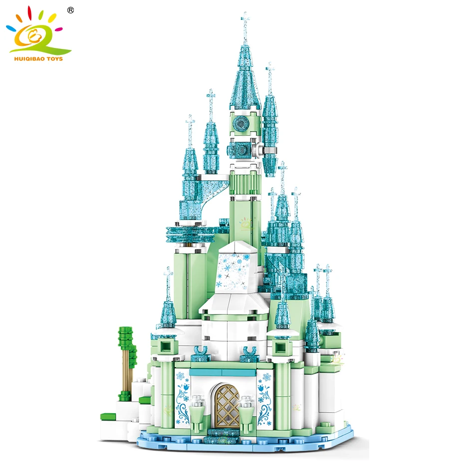 

HUIQIBAO 445Pcs City Ice Snow Castle Tower Building Blocks Princess Girl Friends Figures Bricks Creative Toys Children Christmas