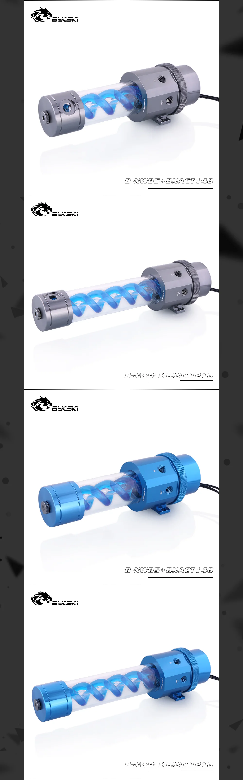 Bykski B-NWD5+ DNACT, насосы серии Bykski D5 с резервуаром для вирусов T, 140/210 мм, максимальный поток 1100л/ч, Максимальный подъем 3,8 м