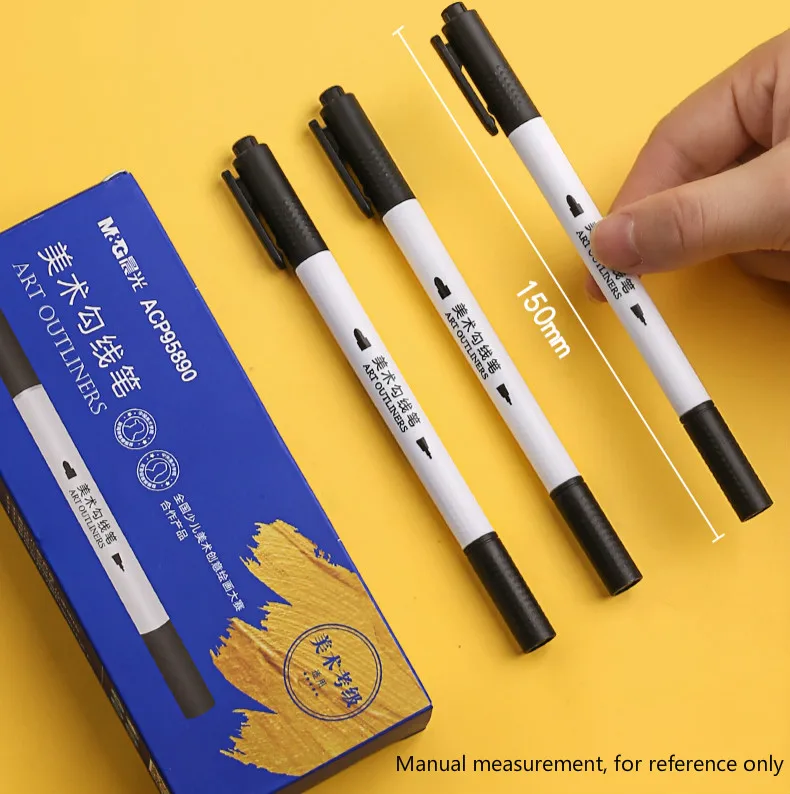 Тонкая подводка маркер ручка для рисования детей двойной наконечник черный