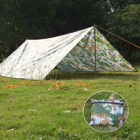 Сверхлегкий Камуфляжный тент 3*3 м, солнцезащитный тент, палатка для кемпинга, укрытие от солнца, большой брезент, водонепроницаемый нейлоновый чехол