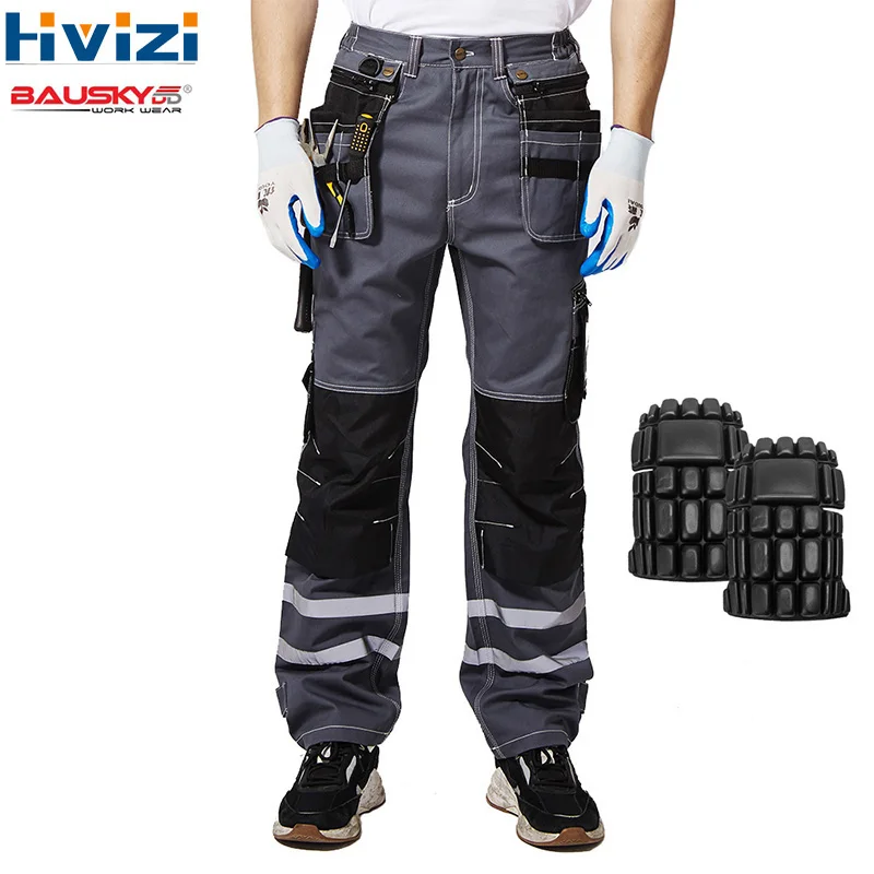 Штаны Hi Vis Мужские хлопковые Мультитул карманы рабочая одежда ткань-карго для
