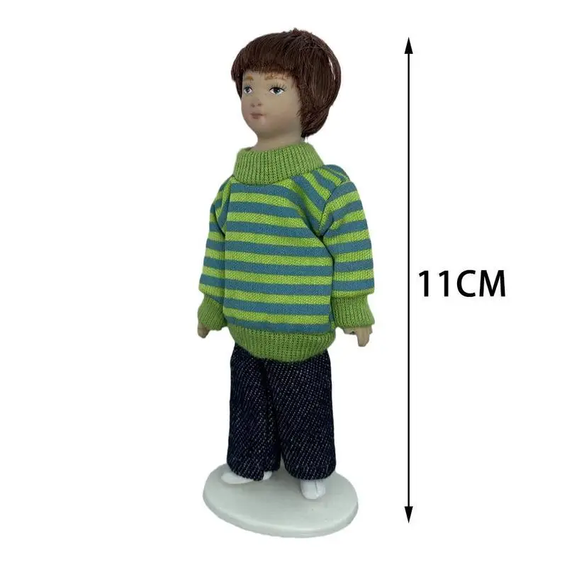 

1/12 Green Sweater Doll House Mini Ceramic Cute Boy Model Doll Birthday Gift for Kids Children