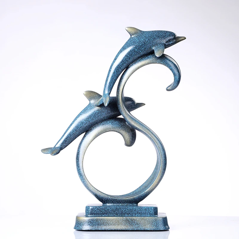 Couple Dolphin Miniature Resin Lovers Figurine Marine Craft Home Decor Ornament Wedding Gift Valentine's Day Souvenir | Дом и сад