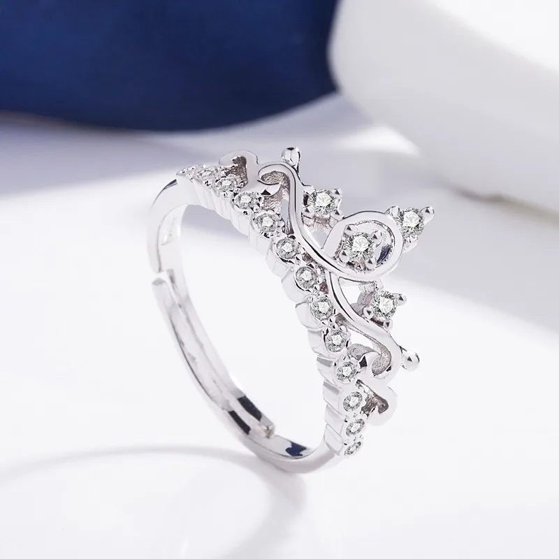 

The new crown goddess couple marriage proposal ring micro inlaid ladies diamond ring zircon open female ring