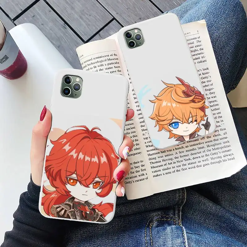 

Genshin impact game cartoon Phone Case Candy Color for iPhone 6 6S 7 8 11 12 XS X SE 2020 XR mini pro Plus MAX mobile bags